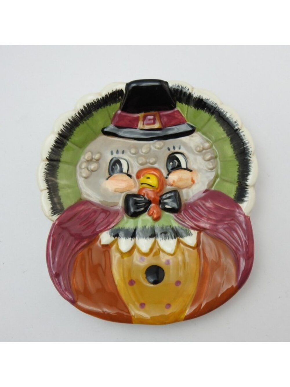 Johanna Parker Thanksgiving Turkey Witch Hat Ceramic Plate 6" Spoon Rest Retro